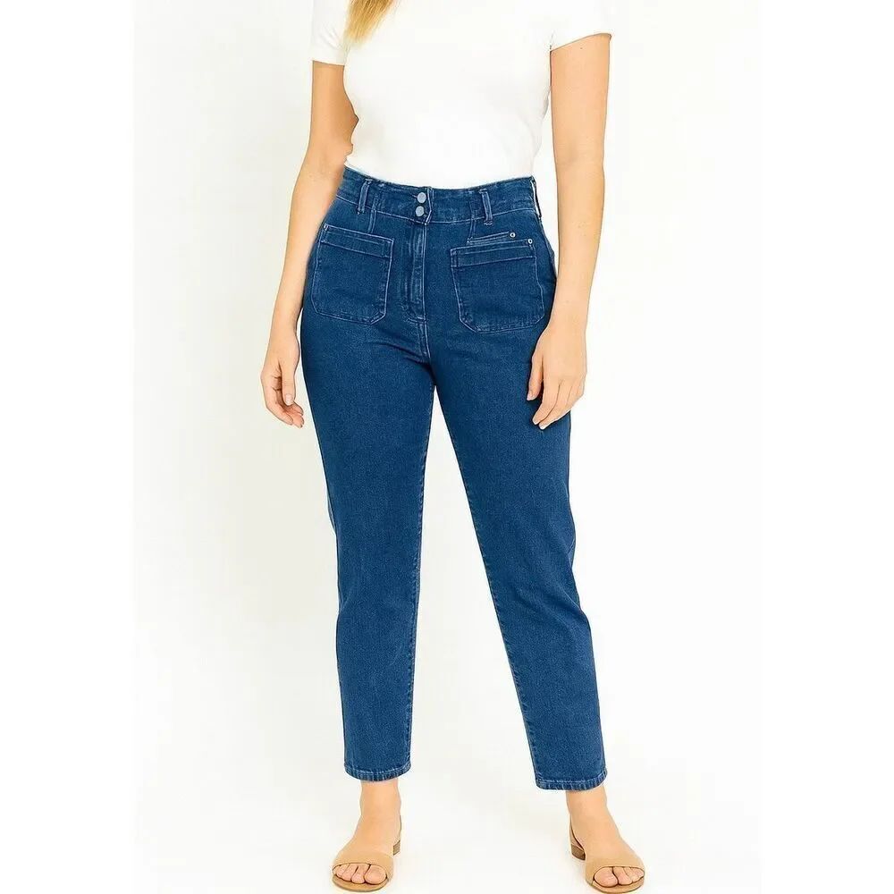 Anthropologie Maeve high rise patch pocket slim straight jeans 27